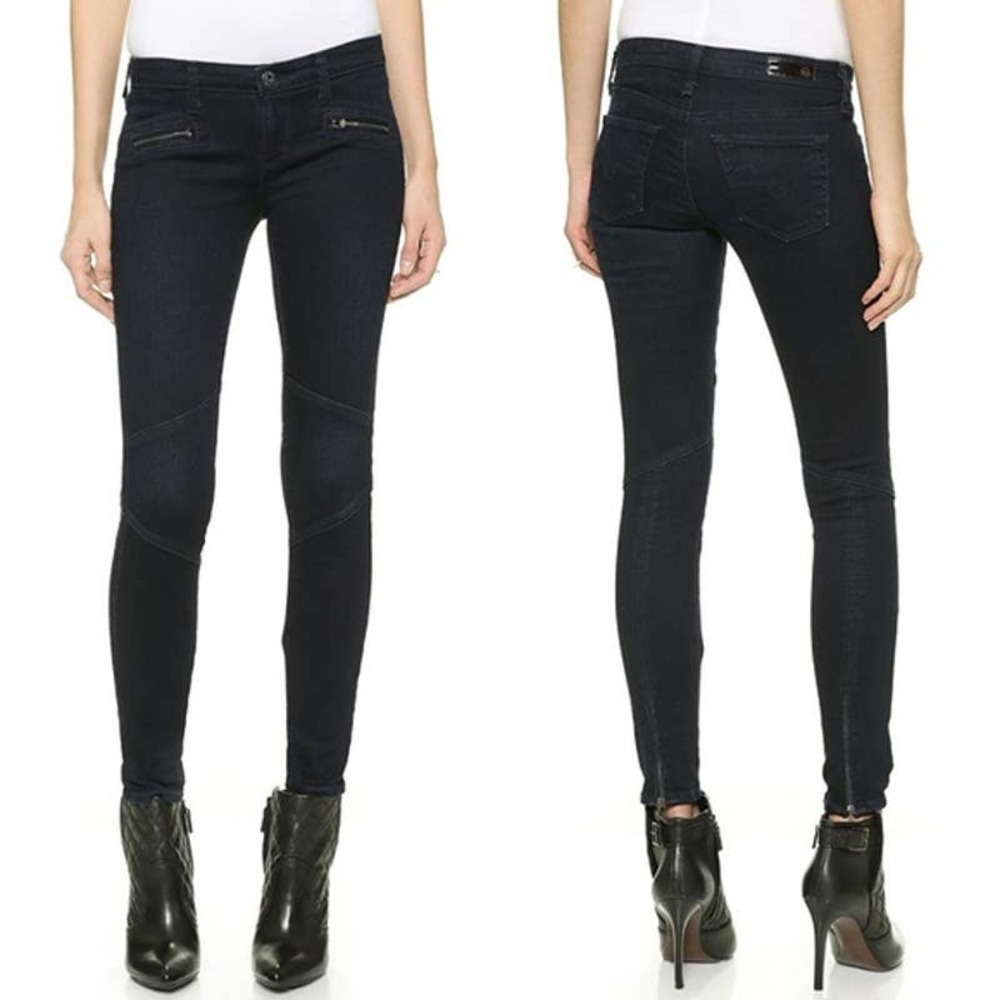 AG Moto Zipper Legging Skinny Jeans Dark Wash